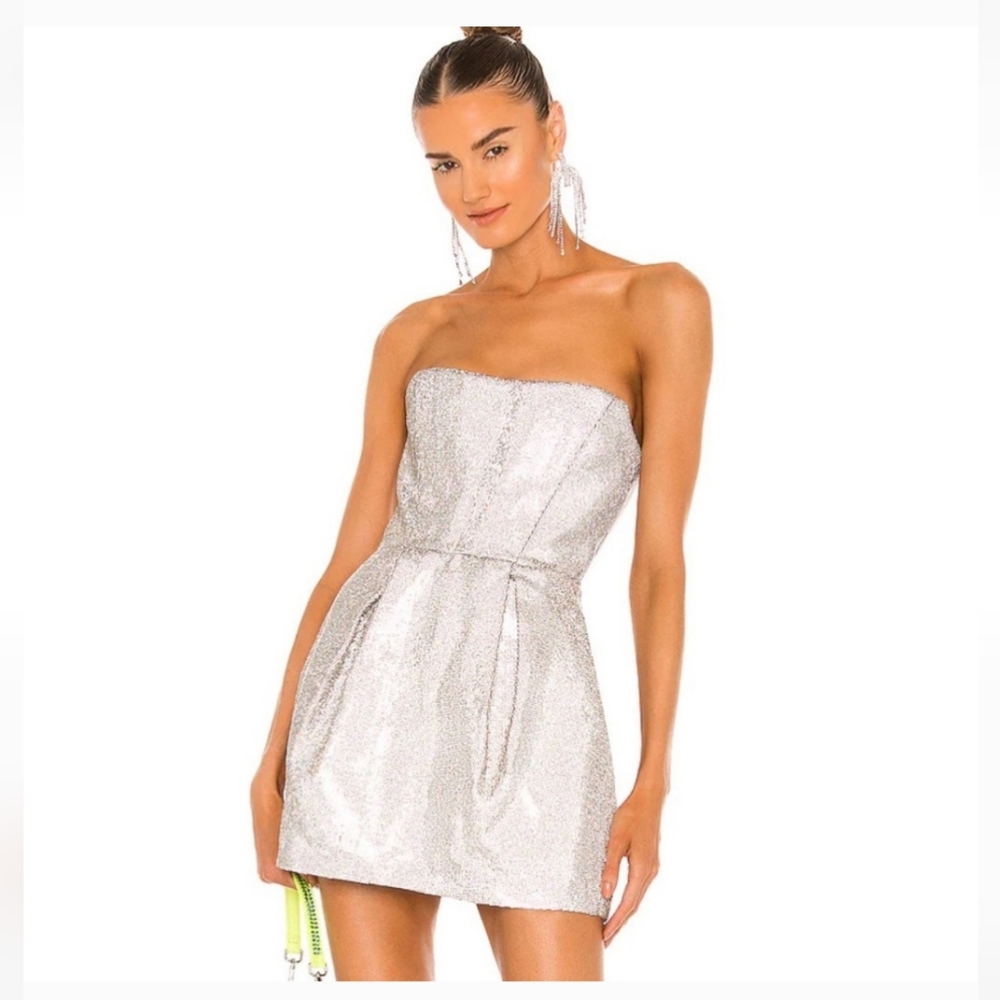 Bronx and Banco X REVOLVE Corset Mini Dress in Diamond Metal Silver Size 4